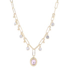 16" Clear Crystal and MiniGold Ball Station Dangles and Oval Light Pink Crystal Necklace