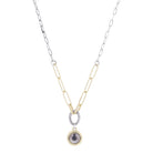 18" Antique Silver Chain with Gold Chain & Silver Cable Link with Hematite Crystal Necklace