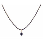 Jet Crystal Tennis and Jet Teardrop Crystal Necklace, 2.5" Ext