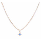 Clear Crystal Tennis & Light Blue Bezel Crystal with Clear Crystal Accents Necklace, 2.5" Ext