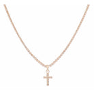 Champagne Crystal Tennis and Champagne Crystal Cross Necklace, 2.5" Ext