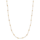 16" Natural Mini Faceted Stone Beaded with Gold Bead Accents Necklace, 3" Ext