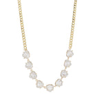 15" Clear Crystal Portion on Gold Curb Chain Necklace, 3" Ext