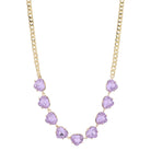 15" Lavender Crystal Portion on Gold Curb Chain Necklace, 3" Ext