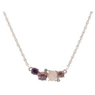 16" Multi Pink Crystals and Rose Quartz Stone Cluster Necklace, 3" Ext