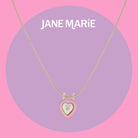 16" Gold Snake Chain Necklace with Pink Enamel Heart & AB Crystal Heart Pendant