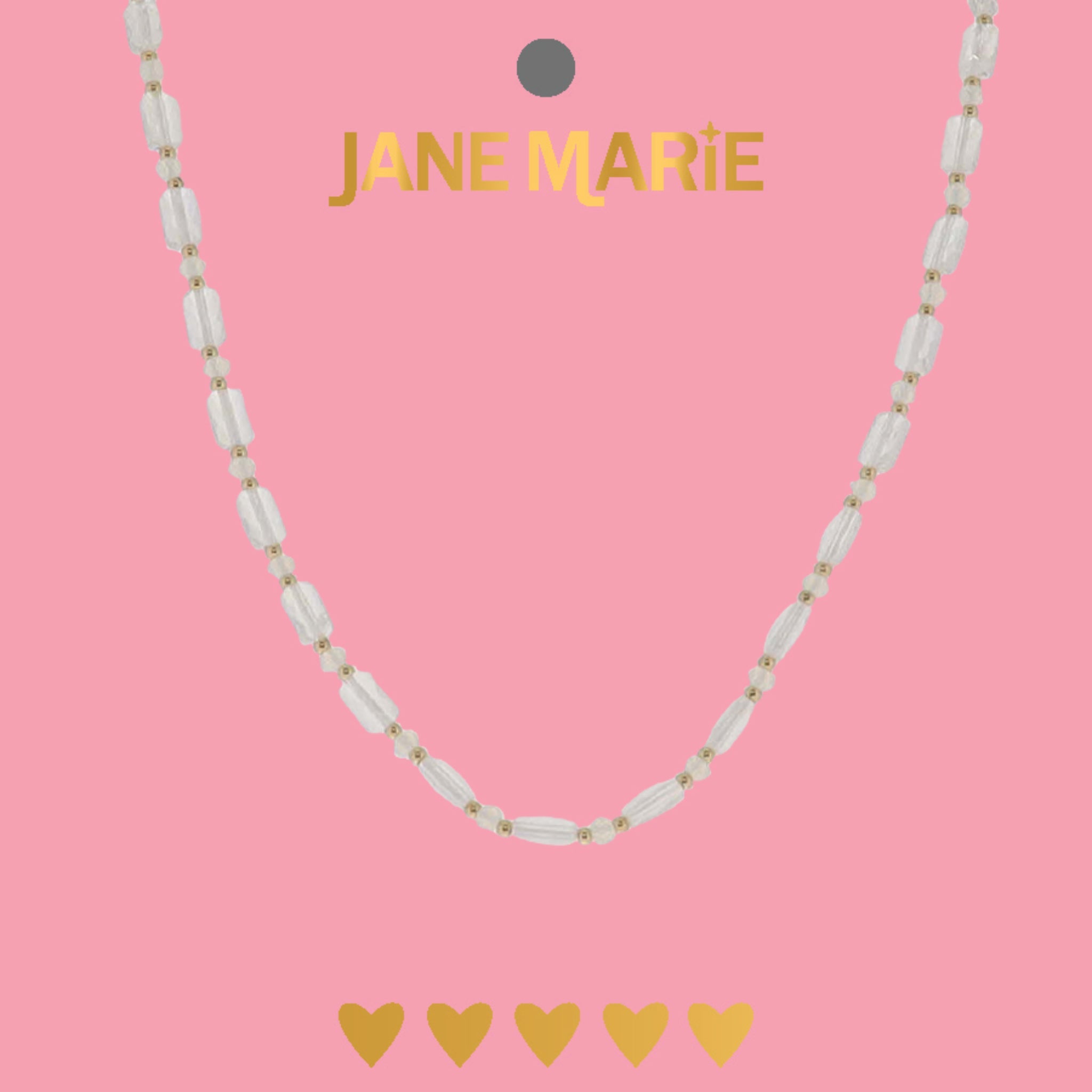 15" AB Clear Glass Beaded Necklace with Gold Accents