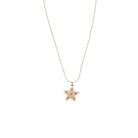 Gold Flat Wheat Chain Necklace with Pink Crystal Star