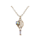 Gold Link Chain Necklace with White Tennis Racket