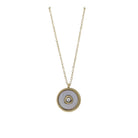 18K Gold Plated O-Shaped Chain Necklace with White Shell Circle with Center Crystal