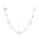 18K Gold Plated O-Shaped Chain Necklace with Clear Crystals & Gold Circles