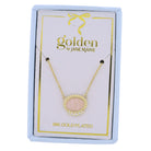 18K Gold Plated Chain Necklace with Pale Pink Oval with Crystal Accents