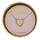 18K Gold Plated Cable Chain Necklace with White Heart