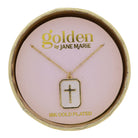 18K Gold Plated Cable Chain Necklace with White Shell Rectangle with Cross