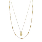 18K Gold Plated 2 Layer Ball & Rolo Chain Necklace with Gold Bubble Teardrop