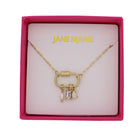 Gold Paperclip Chain Necklace with Carabiner with Pearl, Clear, Opal Charms
