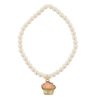 Kids Pearl Stretch Bracelet with Peach Cupcake Druzy