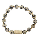 Dalmation Beaded Stretch Bracelet with Gold Disks