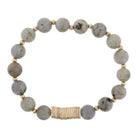 Kiwi Beaded Stretch Bracelet with Gold Disks