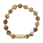 Picture Jasper Beaded Stretch Bracelet with Gold Disks