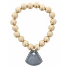 Gold Beaded Stretch, Smokey Grey Ceramic Fan Bracelet
