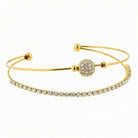 Gold 2 Layer Bead with Square Crystals Bracelet - Charming Charlie