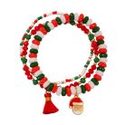 Kids Red, White, Green Beaded Stretch Bracelet with Red Santa - Charming Charlie