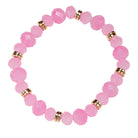 Light Pink Large Beaded Stretch Bracelet with Gold Spacers