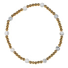 White Howlite, Gold Beaded Stretch Bracelet