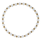 White Round Beaded Stretch Bracelet with Gold Beaded