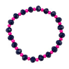 Pink, Navy Beaded Stretch Bracelet