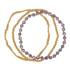 18K Gold Plated Set of 3, October Tourmaline Beaded Stretch Bracelet