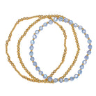 18K Gold Plated Set of 3, December Turquoise Beaded Stretch Bracelet