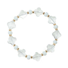 Clear, White, Gold Quatrefoil Beaded Stretch Bracelet
