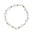 Clear, Pearl, Gold Circle Beaded Stretch Bracelet