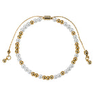 18K Gold Plated Pearl, Gold 3, 2, 1 Pattern Small Beaded Bracelet