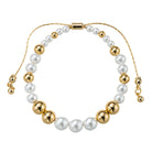 18K Gold Plated Pearl, Gold Increasing Size Pattern Medium Beaded Bracelet