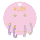 Golden Trio! 18K Gold Plated Star Stud, Lavender Twist Huggie, Lavender Huggie Earrings