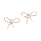 18K Gold Plated Pave Pearl Bow Earrings