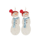 Red, White, Blue Glitter Snowman with Red Pom Earring - Charming Charlie
