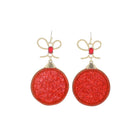 Red & Gold Glitter Ornament Earring - Charming Charlie