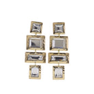 Gold Earring with Clear Crystal Squares & Rectangles