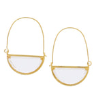 18K Gold Plated Gold Threader Earrings with Clear Half Circle Crystal