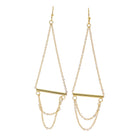 18K Gold Plated Gold Chain with Gold Bar Earrings with Gold Chain Layers