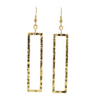 18K Gold Plated Gold Hammered Open Rectangle Earrings