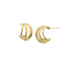 18K Gold Plated Gold Multi Line Open Huggie Earrings