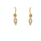 18K Gold Plated Rope Hoop Earrings with Clear Crystal