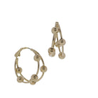 Gold 2 Layer Hoop Earrings with Gold Ball Accents