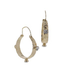 Gold, Clear Hoop Earrings with Clear Crystals