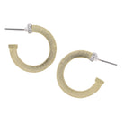 Gold Thin Lined Hoop Earring with Silver Crystal Accent